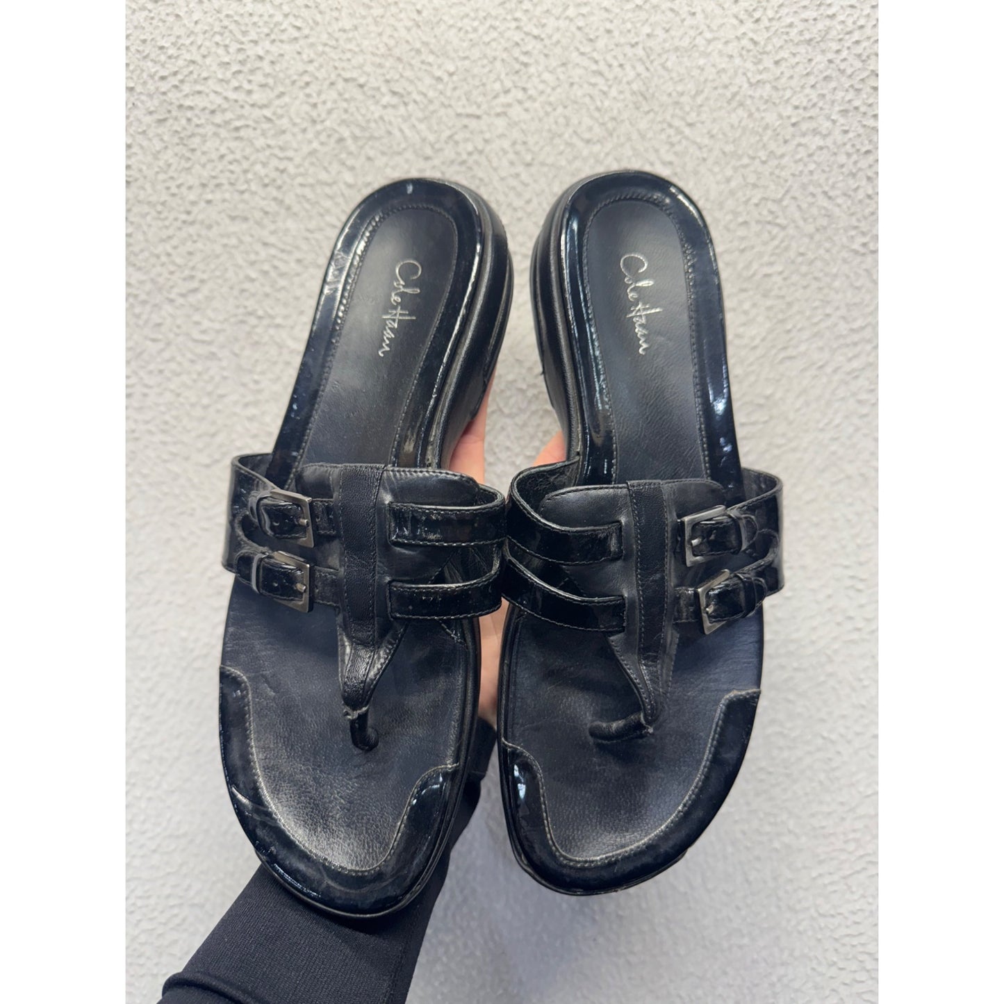 Cole Haan Black Air Slide Sandals With Buckle Detail #9021
