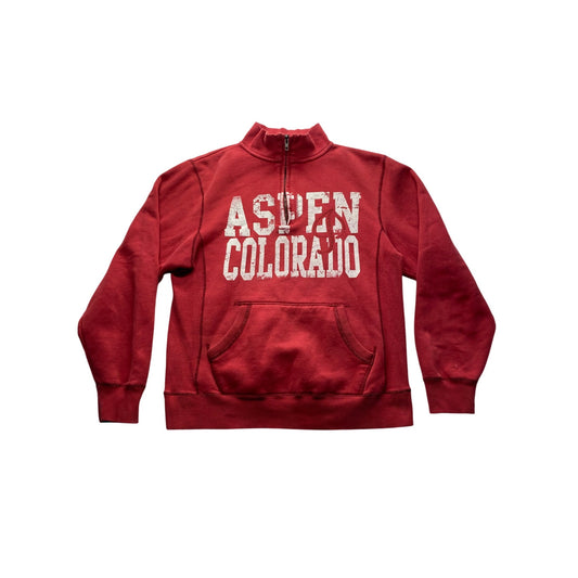 Vintage-Style Aspen Colorado Red 1/4 Zip Pullover Sweatshirt #7298