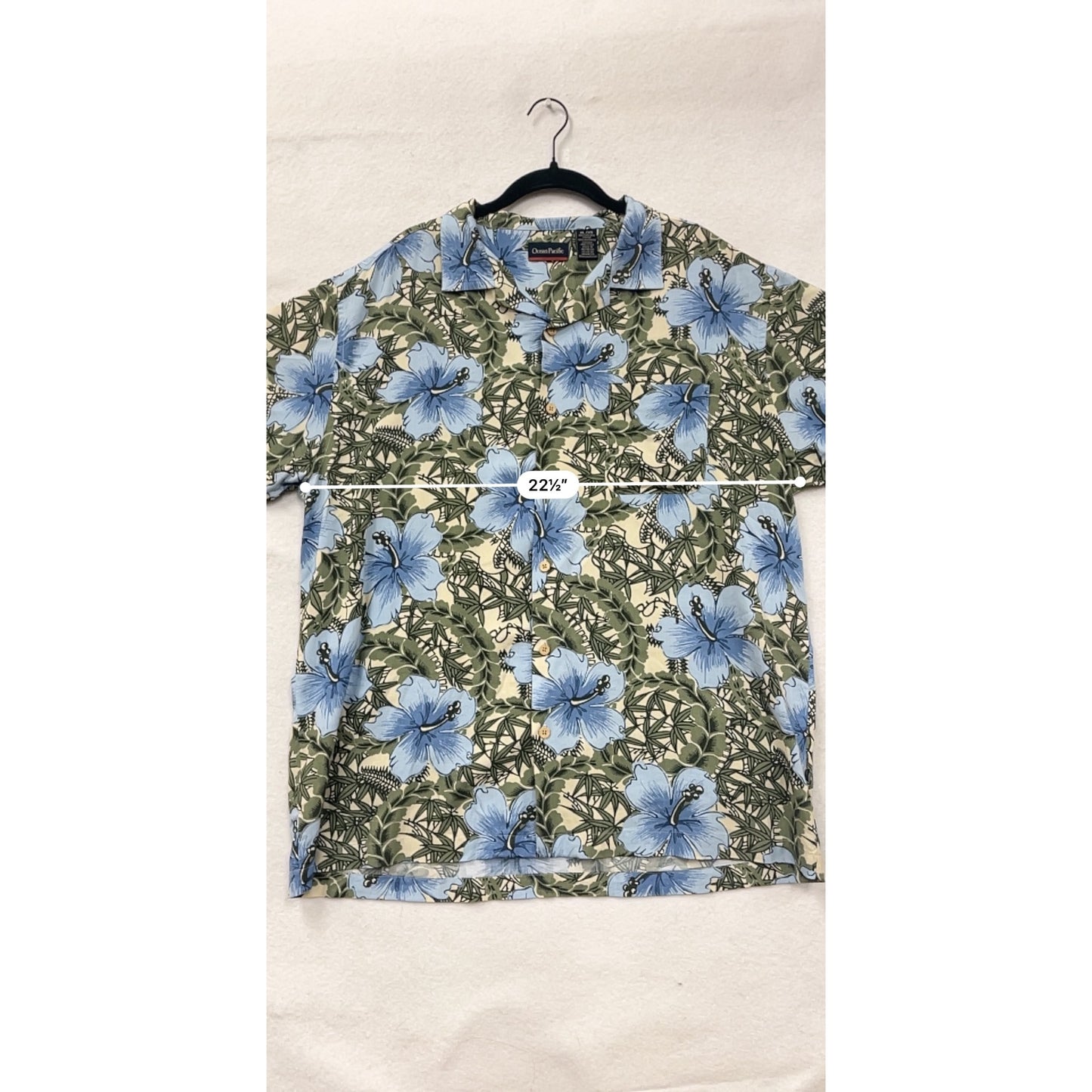 Ocean Pacific Mens XL Hawaiian Floral Button-Up #8086