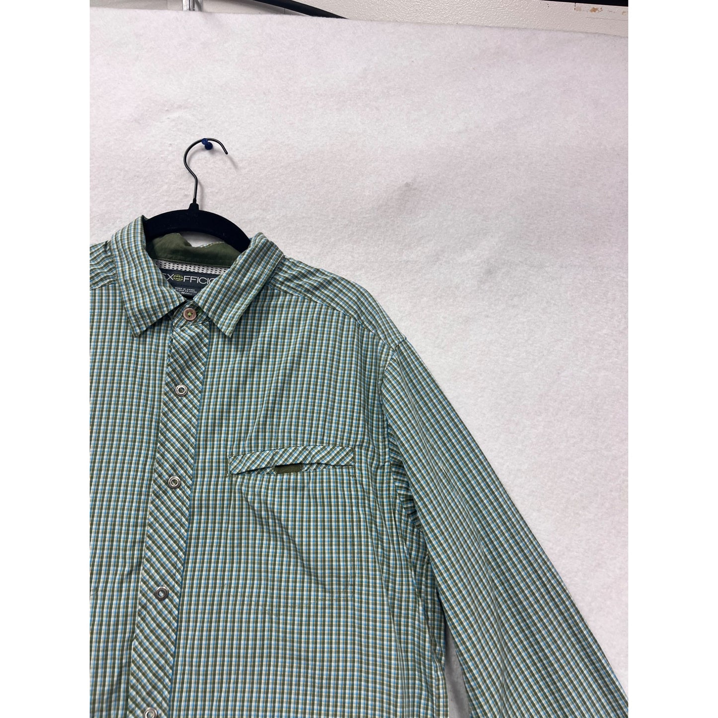 ExOfficio M Green Plaid Long Sleeve Shirt #670A
