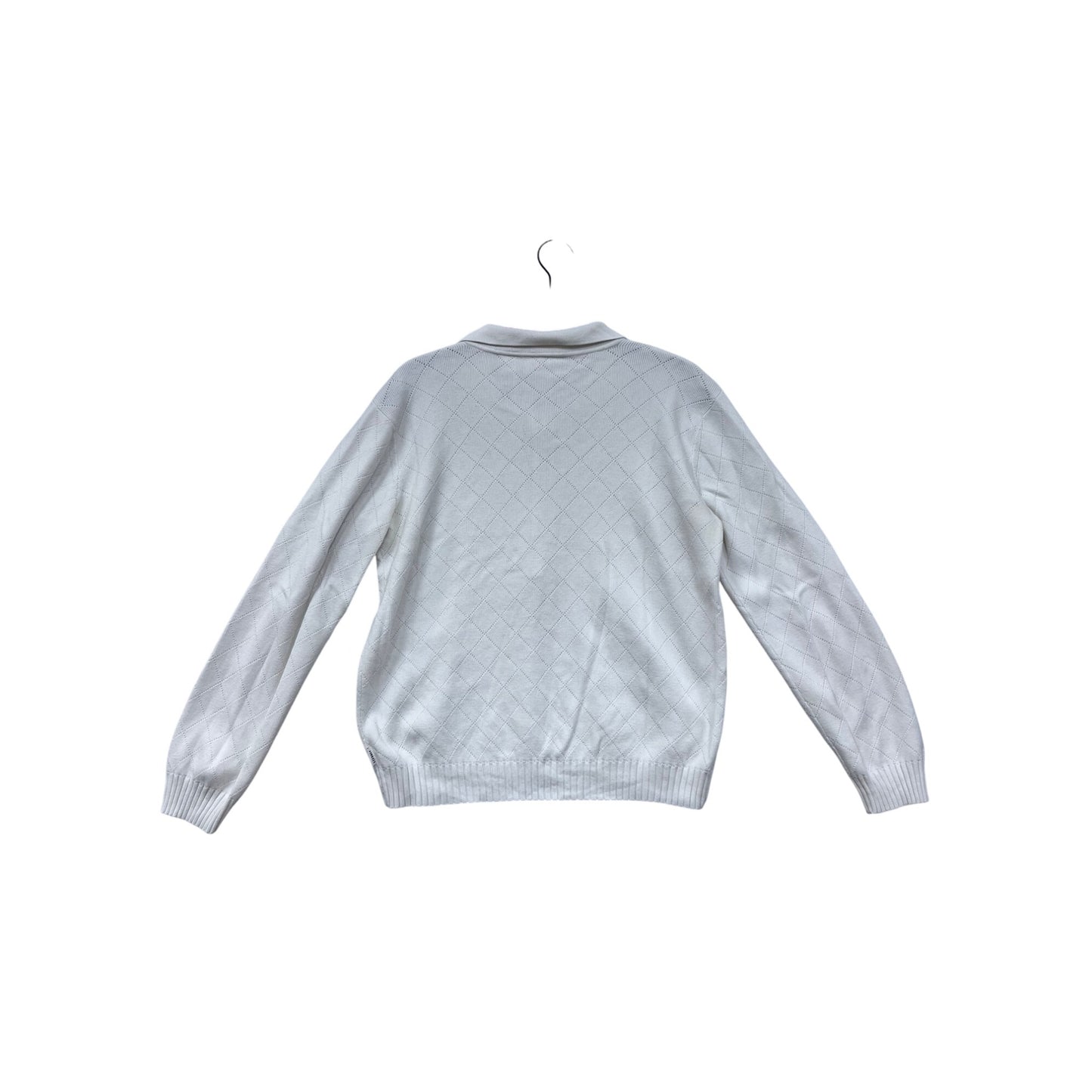 Lizgolf By Liz Claiborne White Diamond Knit Collared Sweater #8896