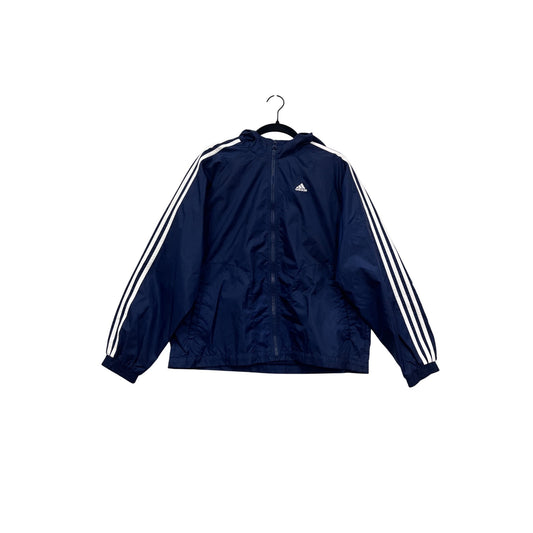 Adidas Large Navy Hooded Windbreaker Jacket #102A