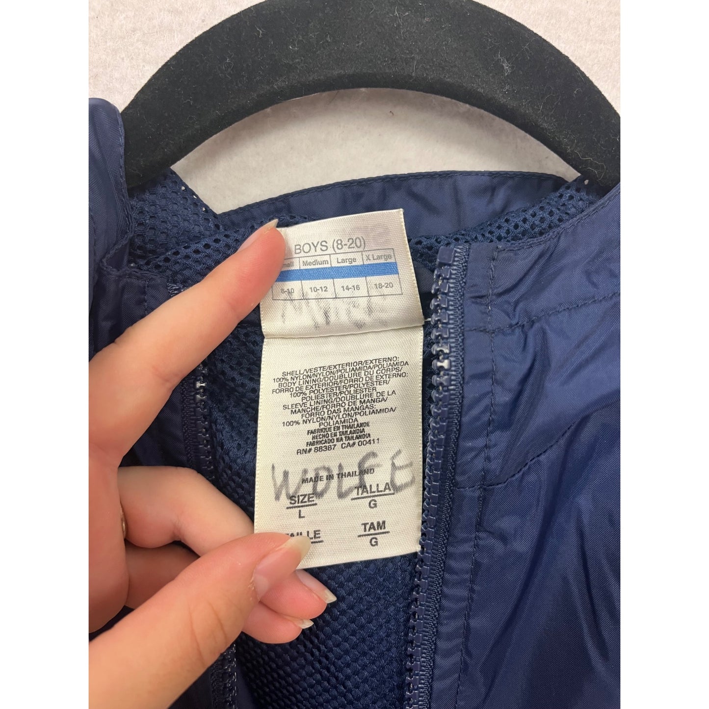 Adidas Large Navy Hooded Windbreaker Jacket #102A