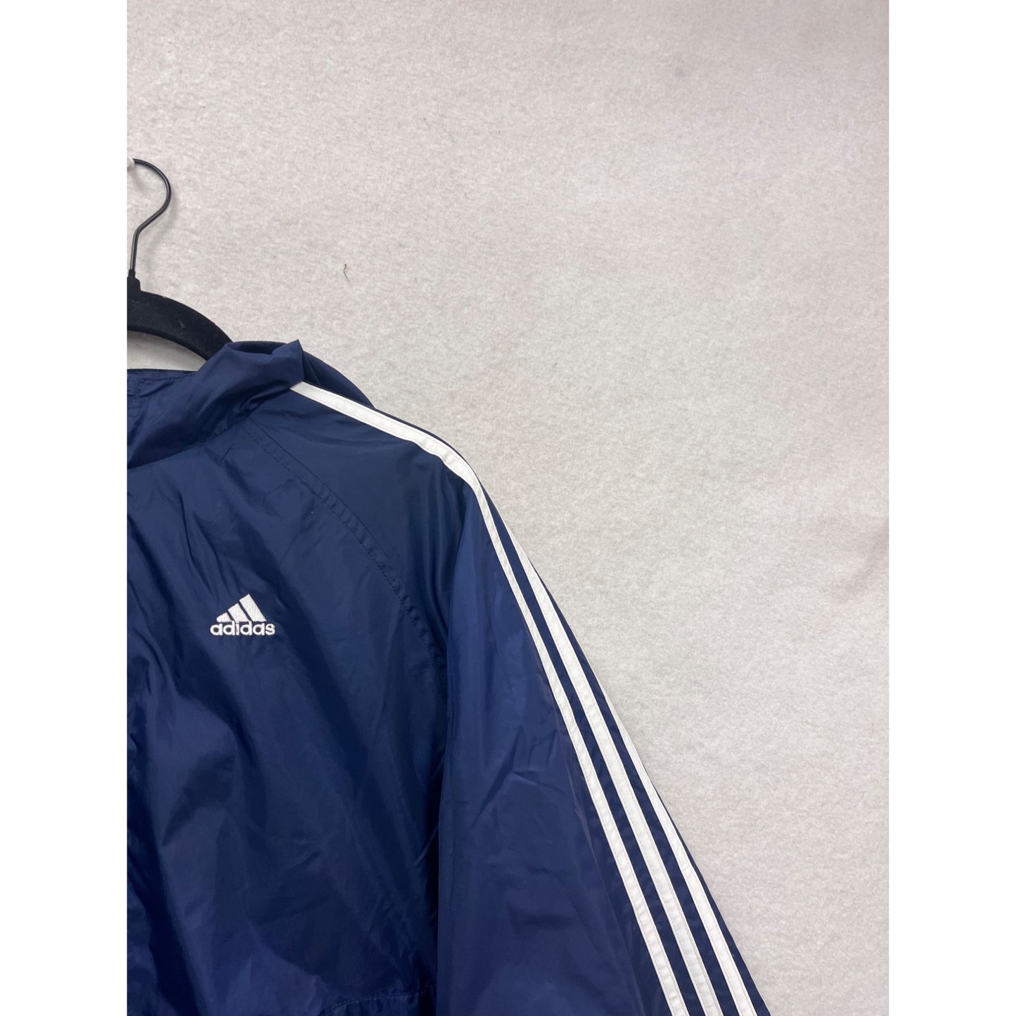 Adidas Large Navy Hooded Windbreaker Jacket #102A
