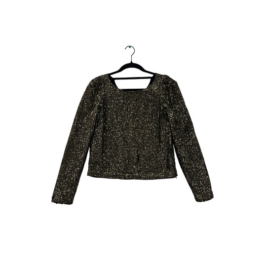 Joie Black & Gold Sequin Long Sleeve Square Neck Top #6069