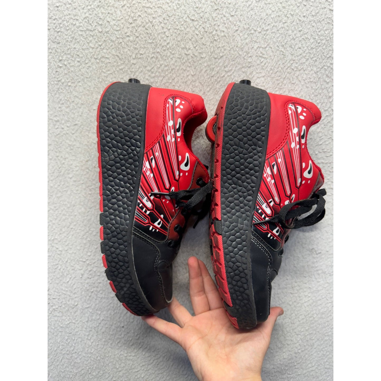 Black & Red Roller Shoes With Wheels #133B