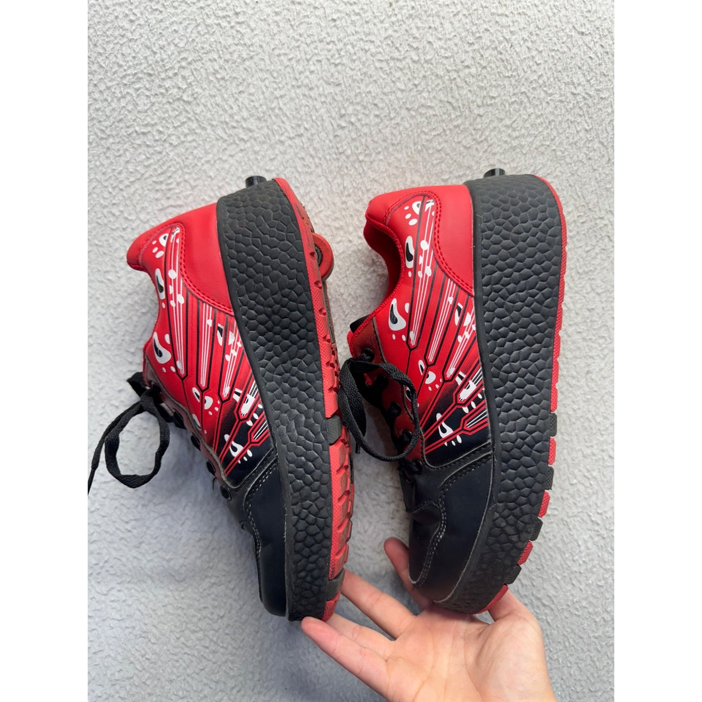 Black & Red Roller Shoes With Wheels #133B