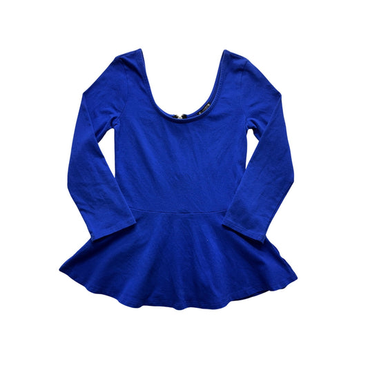 Express Royal Blue Long Sleeve Peplum Top With Back Zipper Detail XS #9282