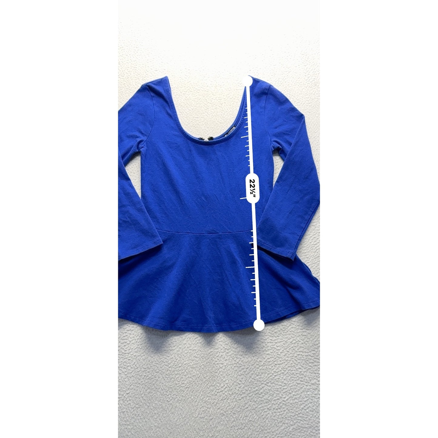 Express Royal Blue Long Sleeve Peplum Top With Back Zipper Detail XS #9282
