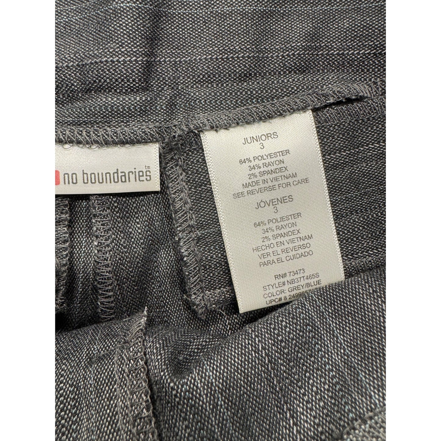 No Boundaries Gray Pinstripe Cropped Pants Juniors Size 3 Polyester Blend #9258