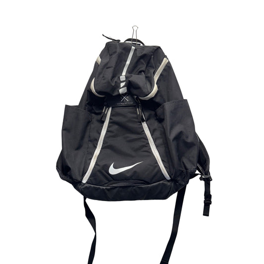 Nike Black Quad Zip Backpack With White Swoosh Logo & Adjustable Straps 107B