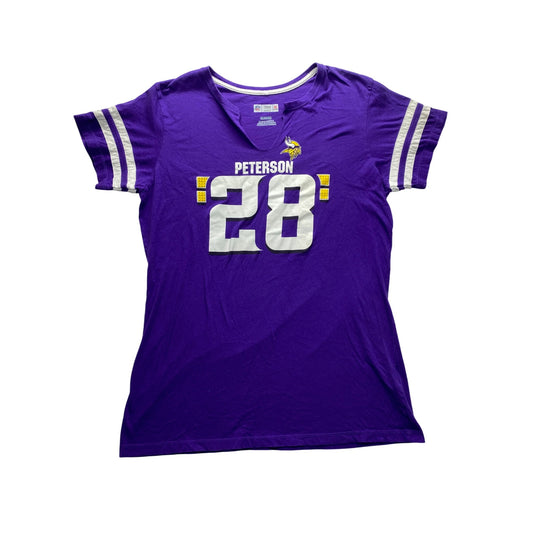 NFL Team Apparel Womens Adrian Peterson Vikings Jersey Style T-Shirt #7354