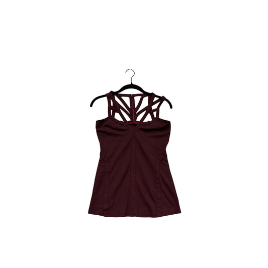 Maroon Strappy Back Sleeveless Fitted Top With Zipper Closure - Size S #135A