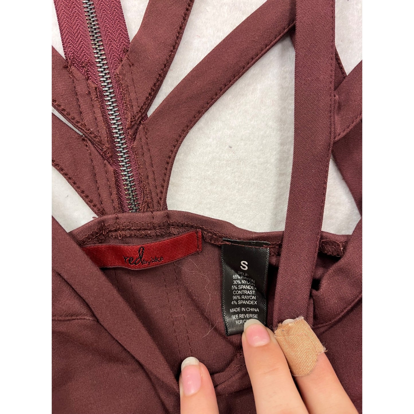 Maroon Strappy Back Sleeveless Fitted Top With Zipper Closure - Size S #135A