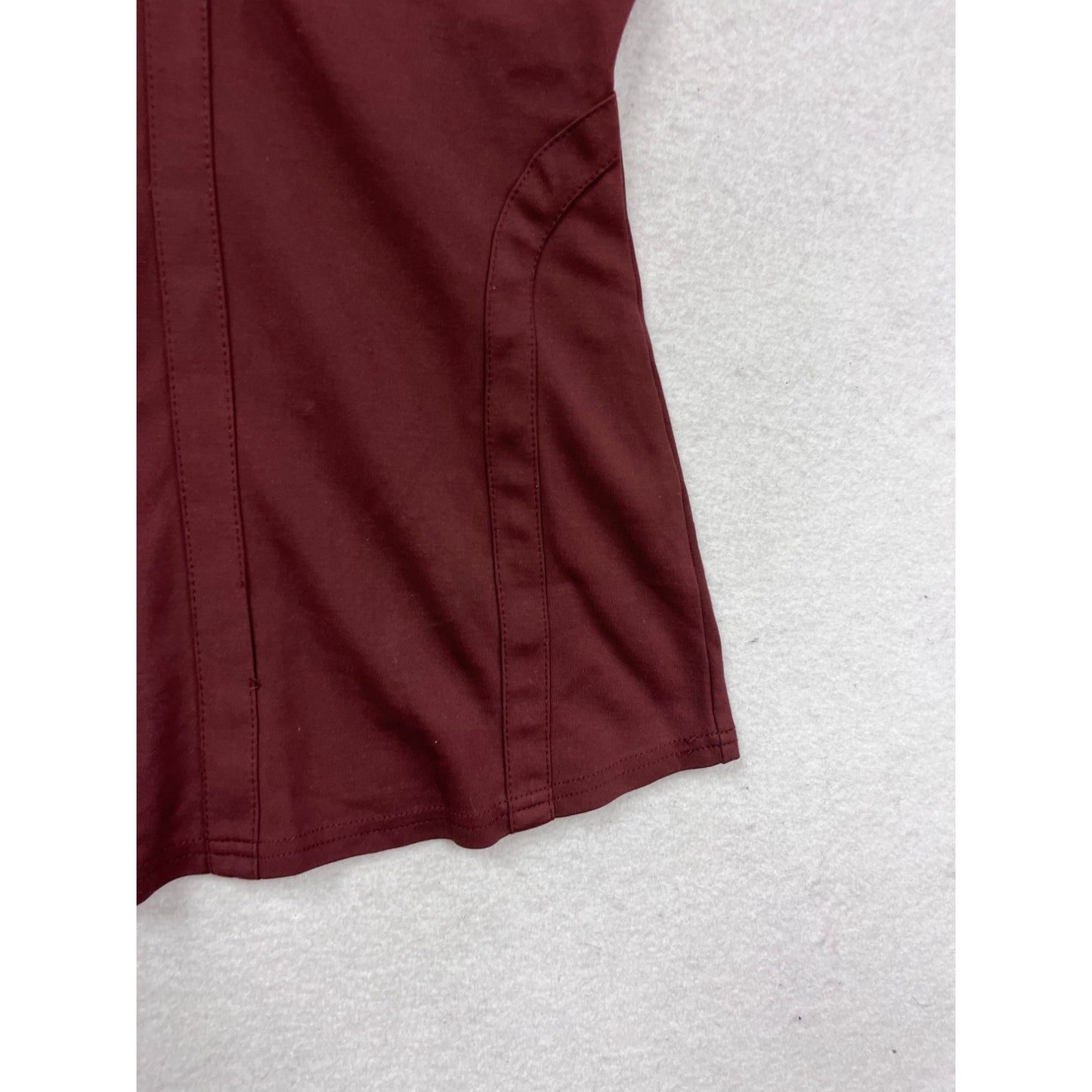 Maroon Strappy Back Sleeveless Fitted Top With Zipper Closure - Size S #135A