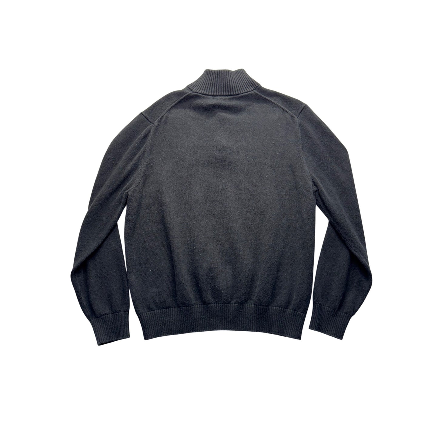 Nautica Mens Black Half-Zip Cotton Sweater Ribbed Collar & Cuffs Size M 9429