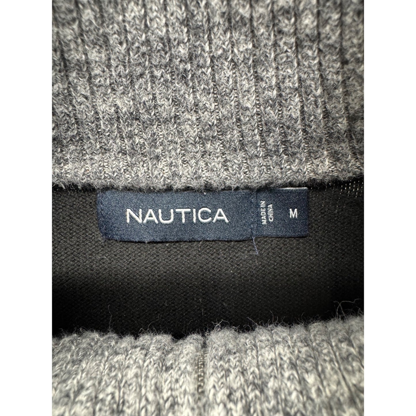 Nautica Mens Black Half-Zip Cotton Sweater Ribbed Collar & Cuffs Size M 9429