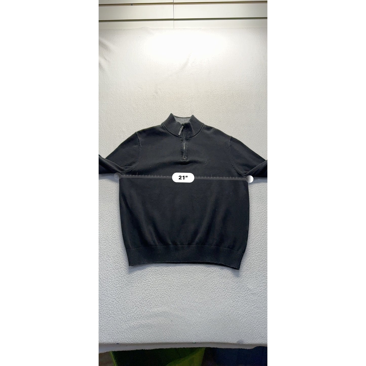 Nautica Mens Black Half-Zip Cotton Sweater Ribbed Collar & Cuffs Size M 9429