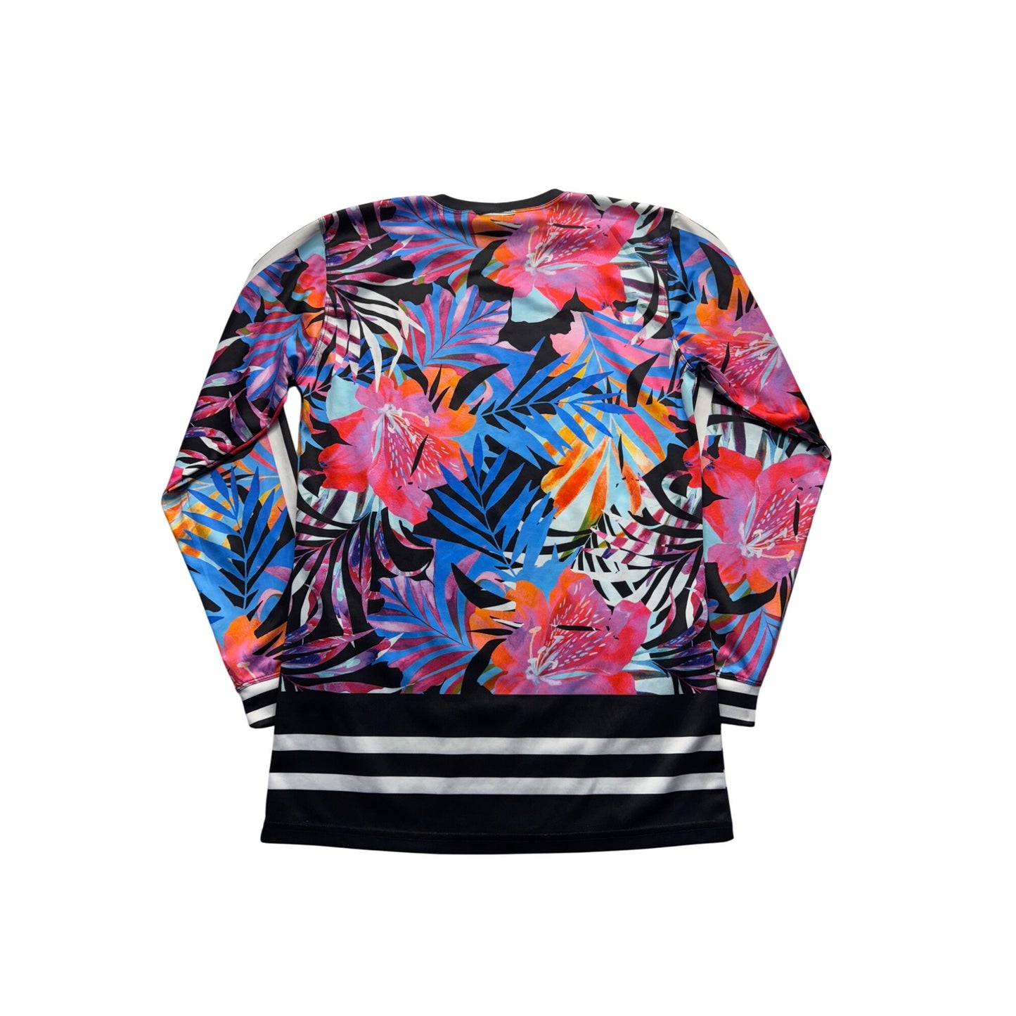 Alexandra Collection Floral & Striped Long Sleeve Top S Black 245B