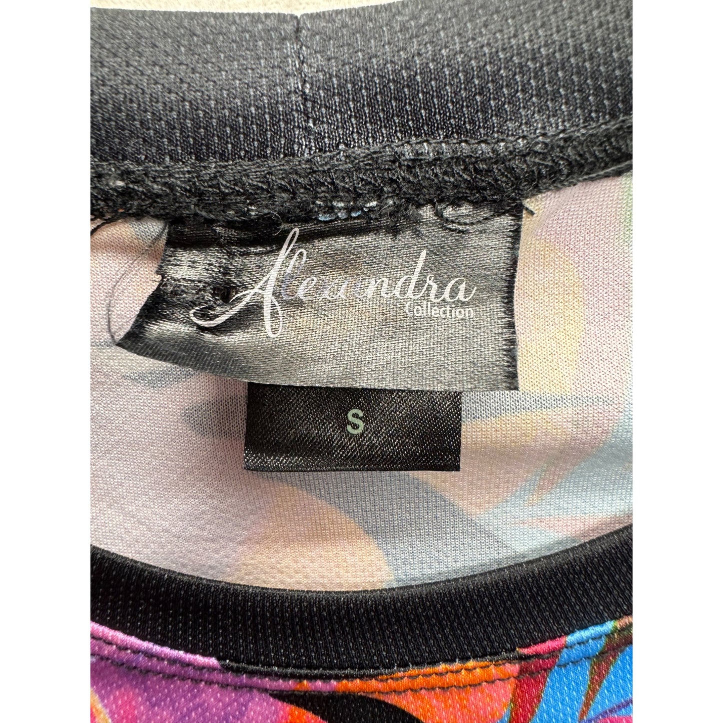 Alexandra Collection Floral & Striped Long Sleeve Top S Black 245B