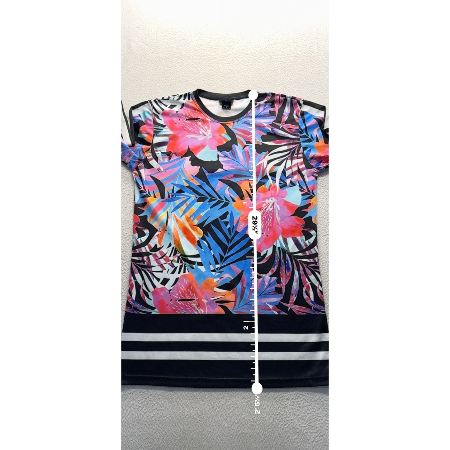 Alexandra Collection Floral & Striped Long Sleeve Top S Black 245B