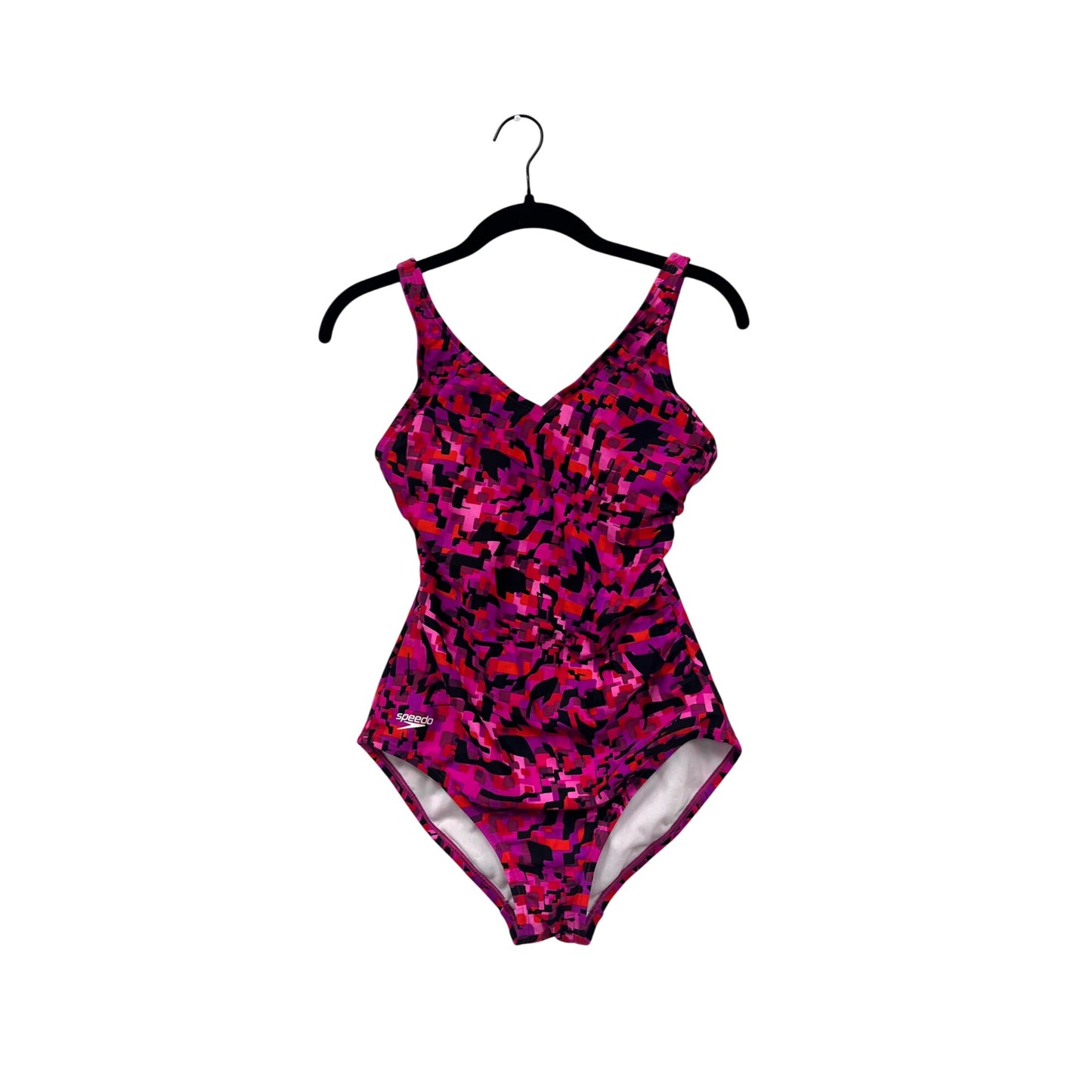 Speedo Womens Size 6 Pink & Red Geometric One-Piece Swimsuit #6872