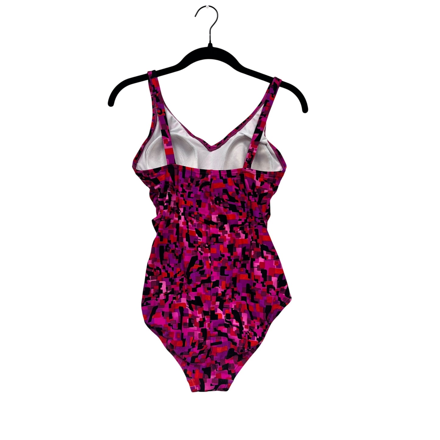Speedo Womens Size 6 Pink & Red Geometric One-Piece Swimsuit #6872