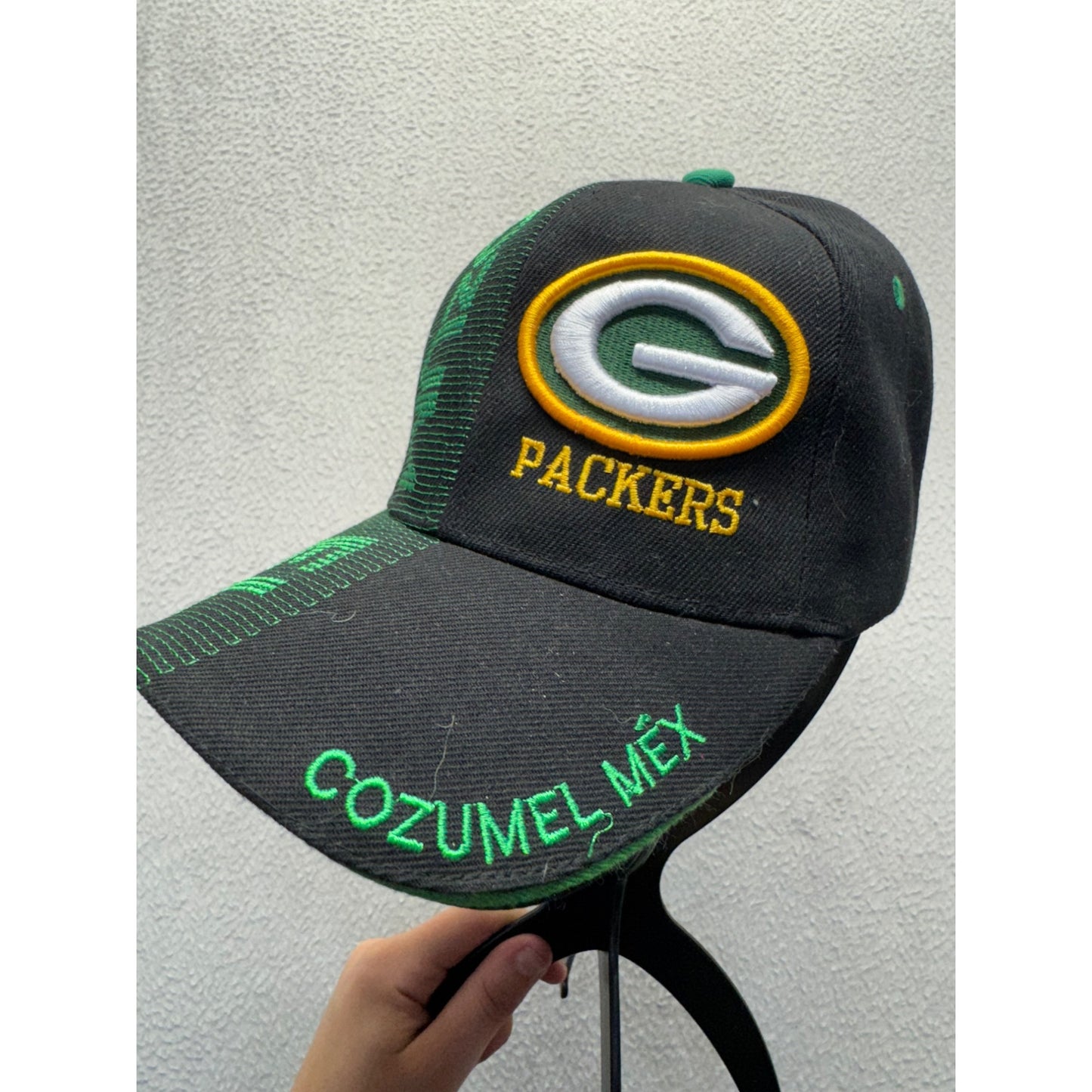 Green Bay Packers Cozumel México Adjustable Baseball Cap Black & Green #9691