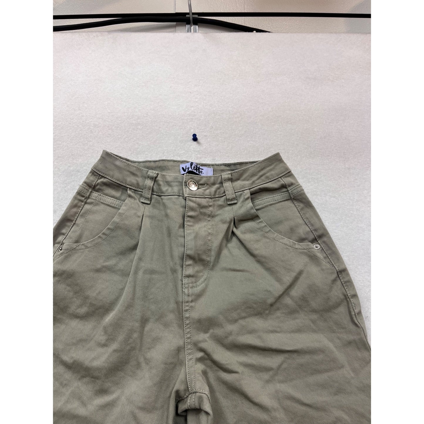 Violeta By Mango Olive High-Waisted Tapered Pants Size 0 #950A