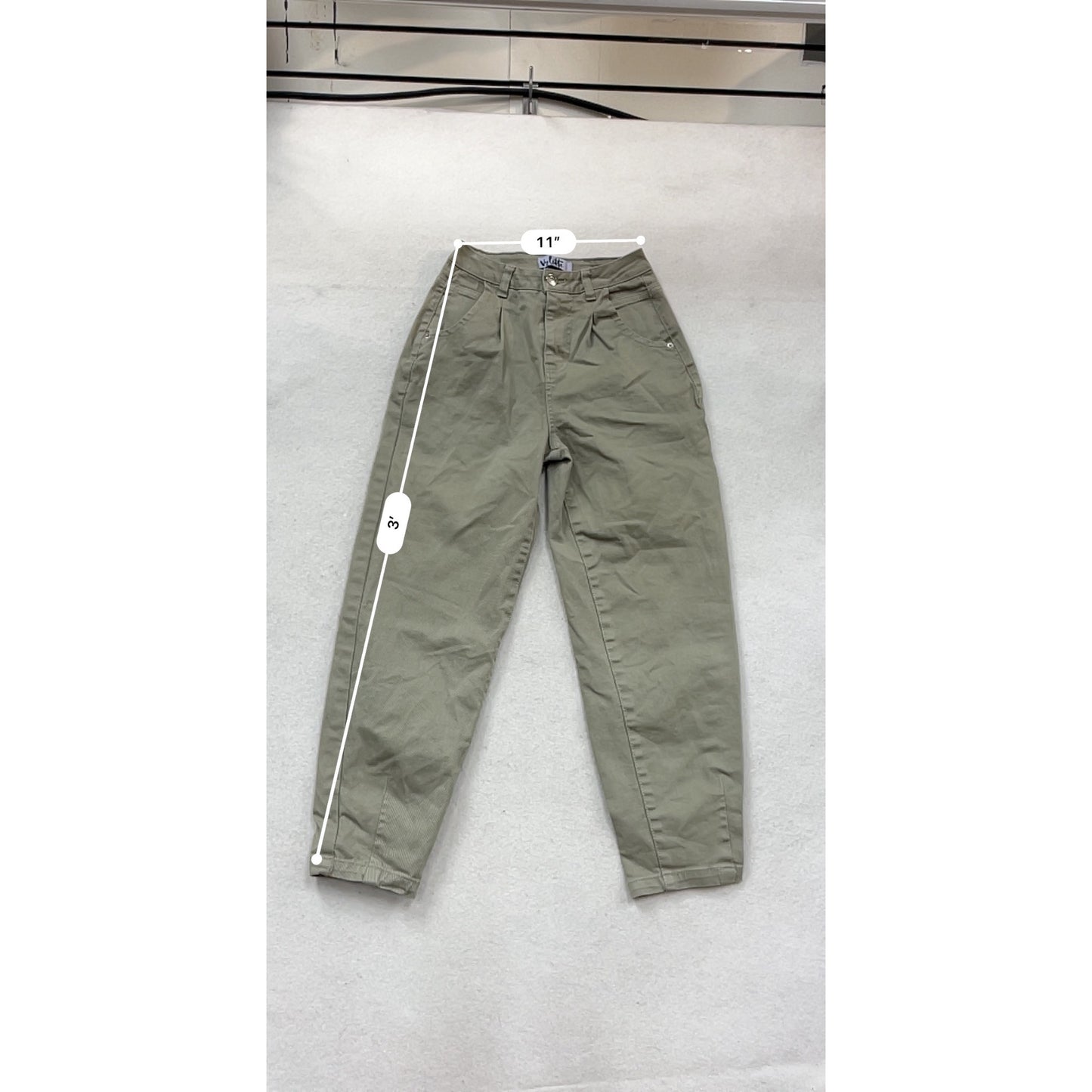 Violeta By Mango Olive High-Waisted Tapered Pants Size 0 #950A
