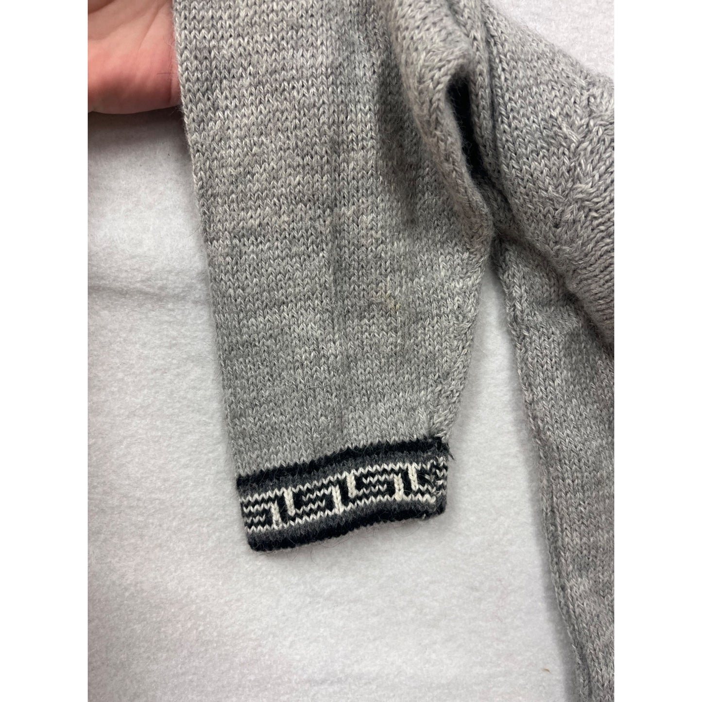 Gray Knitted Sweater With Black Llama Design #8199