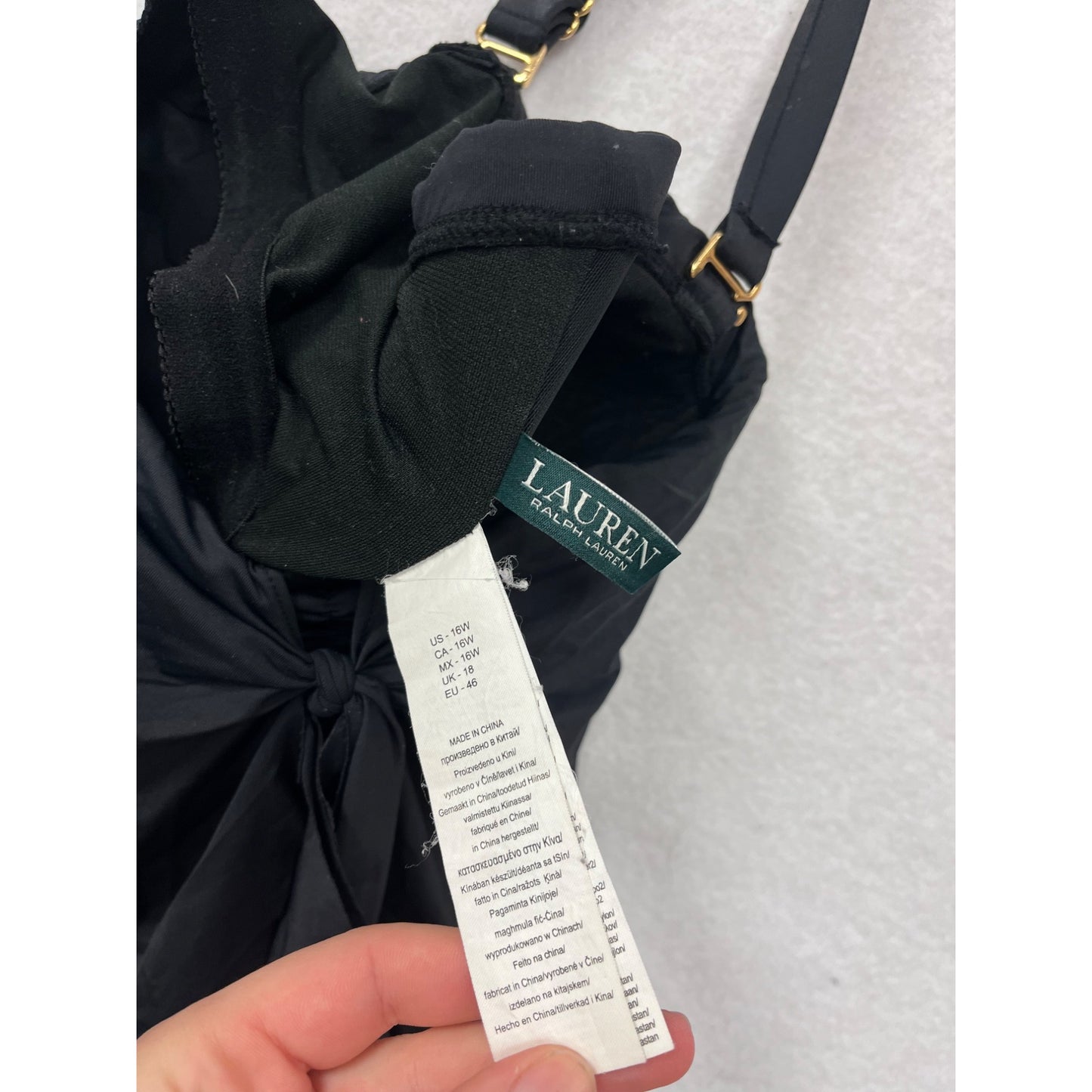 Ralph Lauren Womens Black One Piece Swim Dress With Adjustable straps #6580