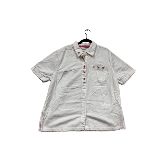 C.J. Banks Embroidered Watermelon & Daisy Button-Up Shirt 1X #615A