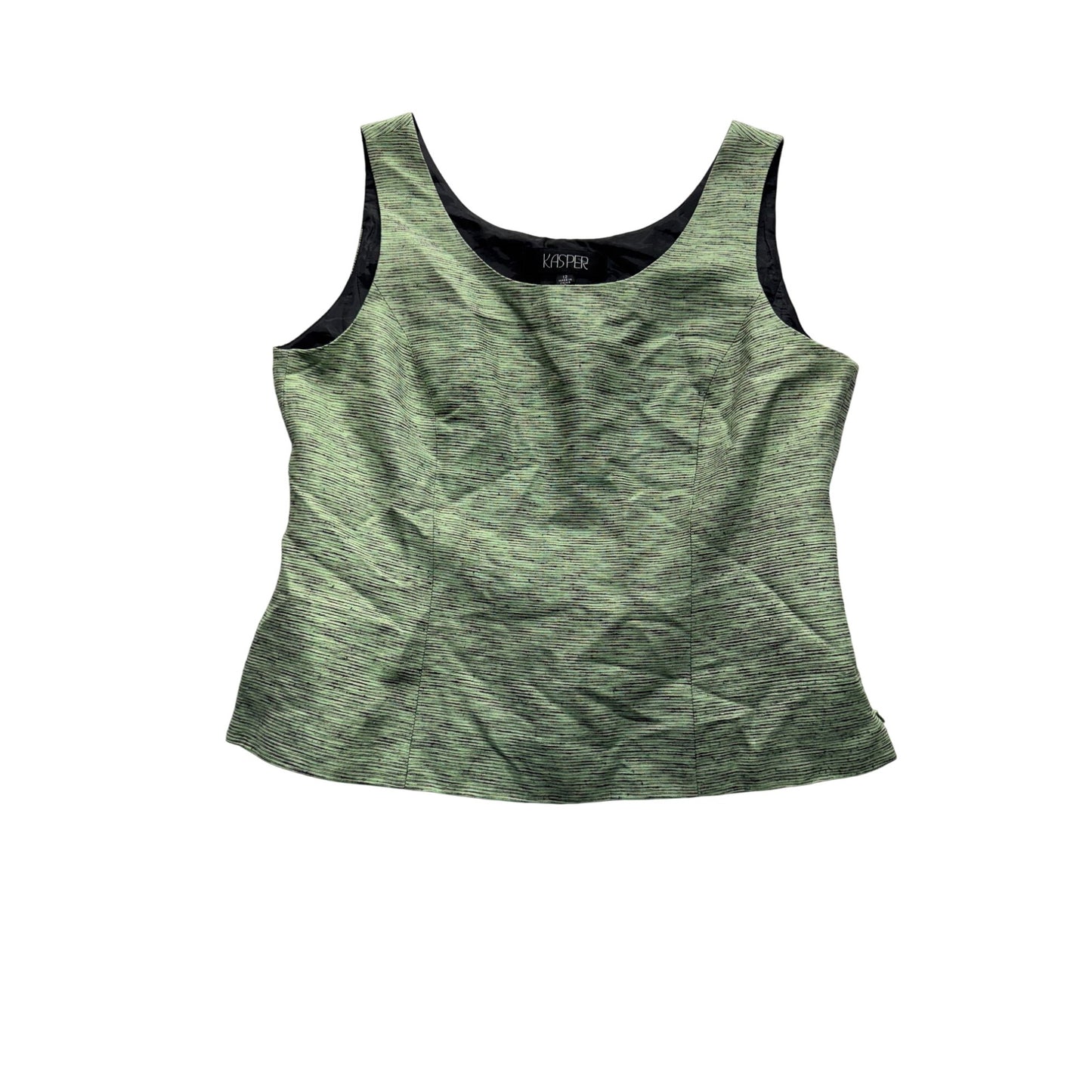 Kasper Green Textured Sleeveless Top Size 12 Silk Blend Side Zipper #9203