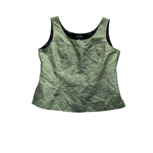 Kasper Green Textured Sleeveless Top Size 12 Silk Blend Side Zipper #9203