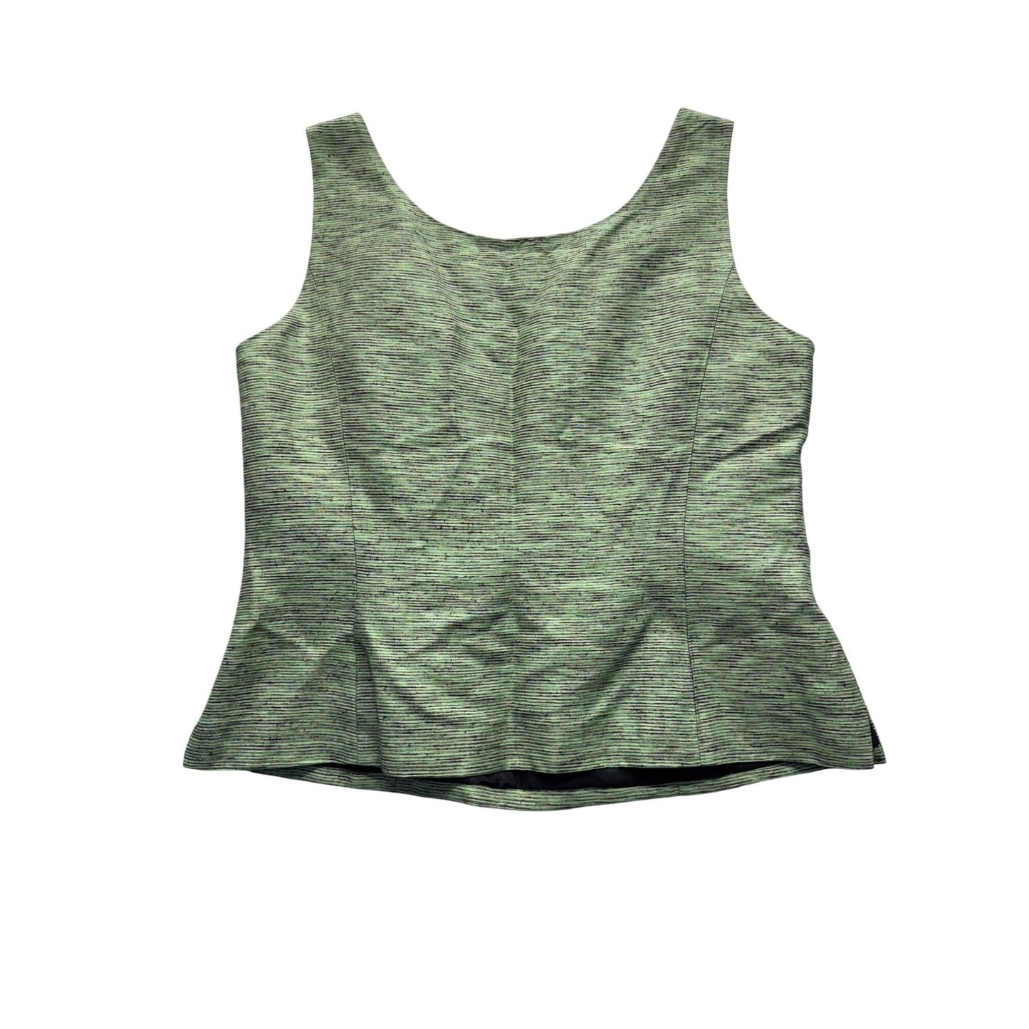 Kasper Green Textured Sleeveless Top Size 12 Silk Blend Side Zipper #9203