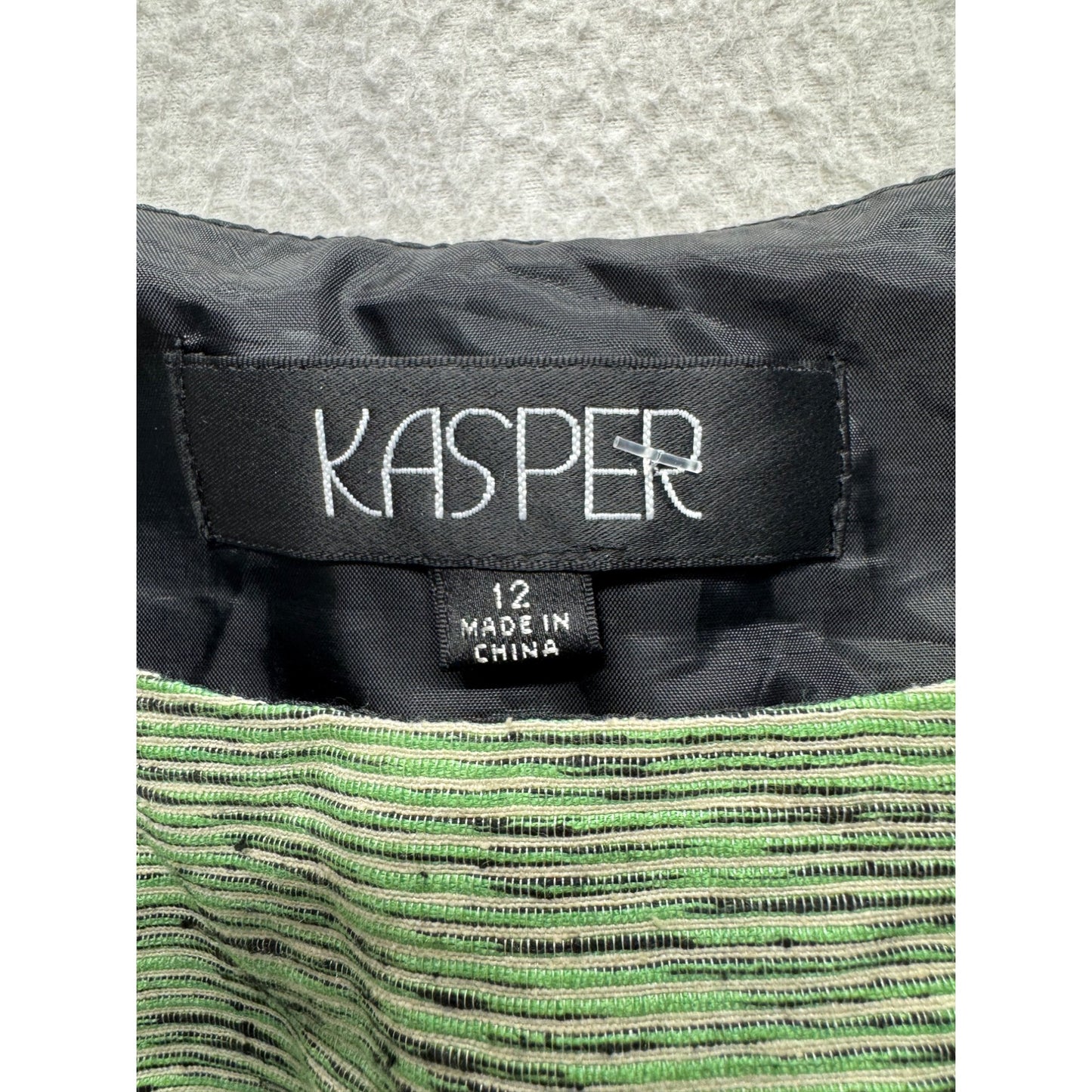 Kasper Green Textured Sleeveless Top Size 12 Silk Blend Side Zipper #9203