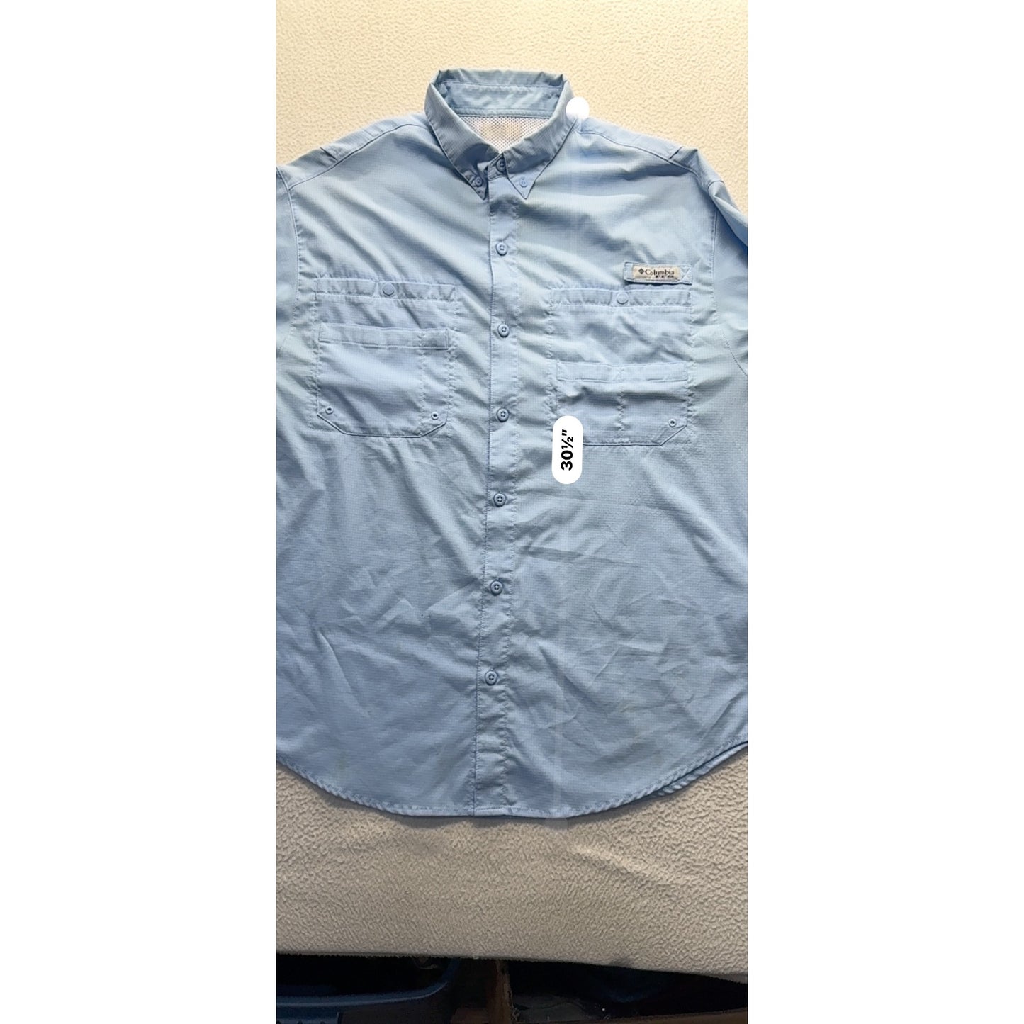 Columbia Pfg Performance Fishing Gear Omni-Shade Vented Blue Long Sleeve #9591