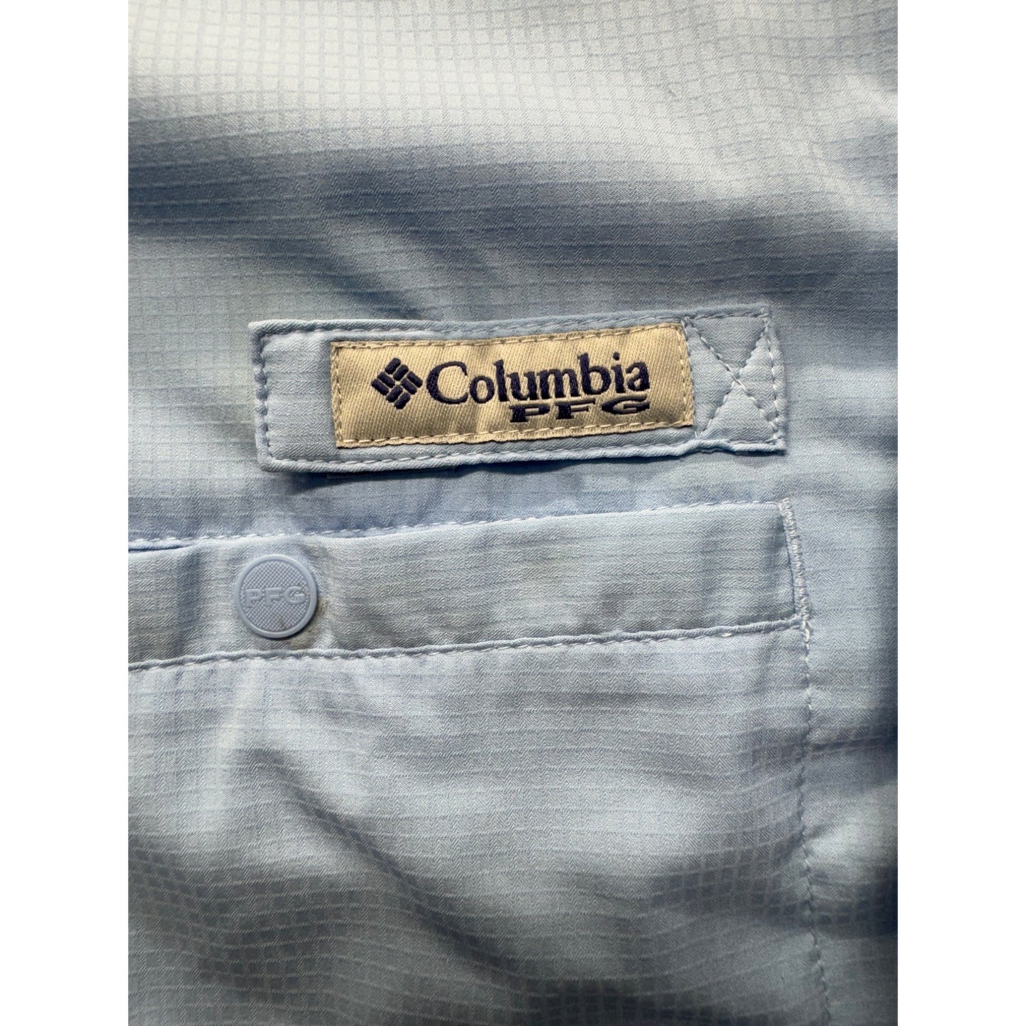 Columbia Pfg Performance Fishing Gear Omni-Shade Vented Blue Long Sleeve #9591