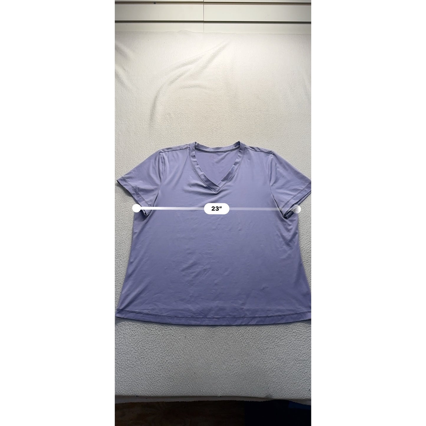 Lavender V-Neck Athletic Top & Black Wide-Leg Workout Pants Set 14/16 #9929