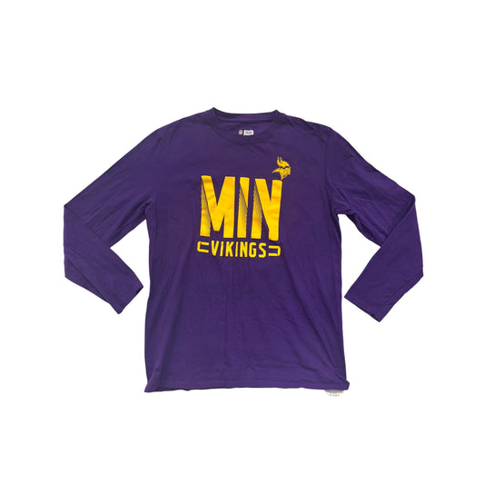 NFL Team Apparel Minnesota Vikings Purple Long Sleeve Mens T-Shirt Size L Cotton #6835
