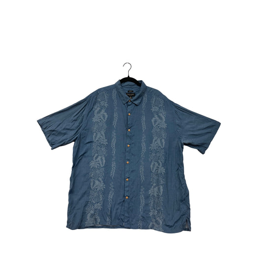 Pronto Uomo Mens XXL Classic Fit Blue Hawaiian Print Short Sleeve Button-Up Shirt #6901