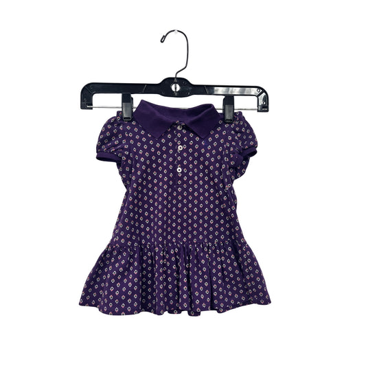 Ralph Lauren Baby Girl 9M Purple Printed Polo Dress Set #8004