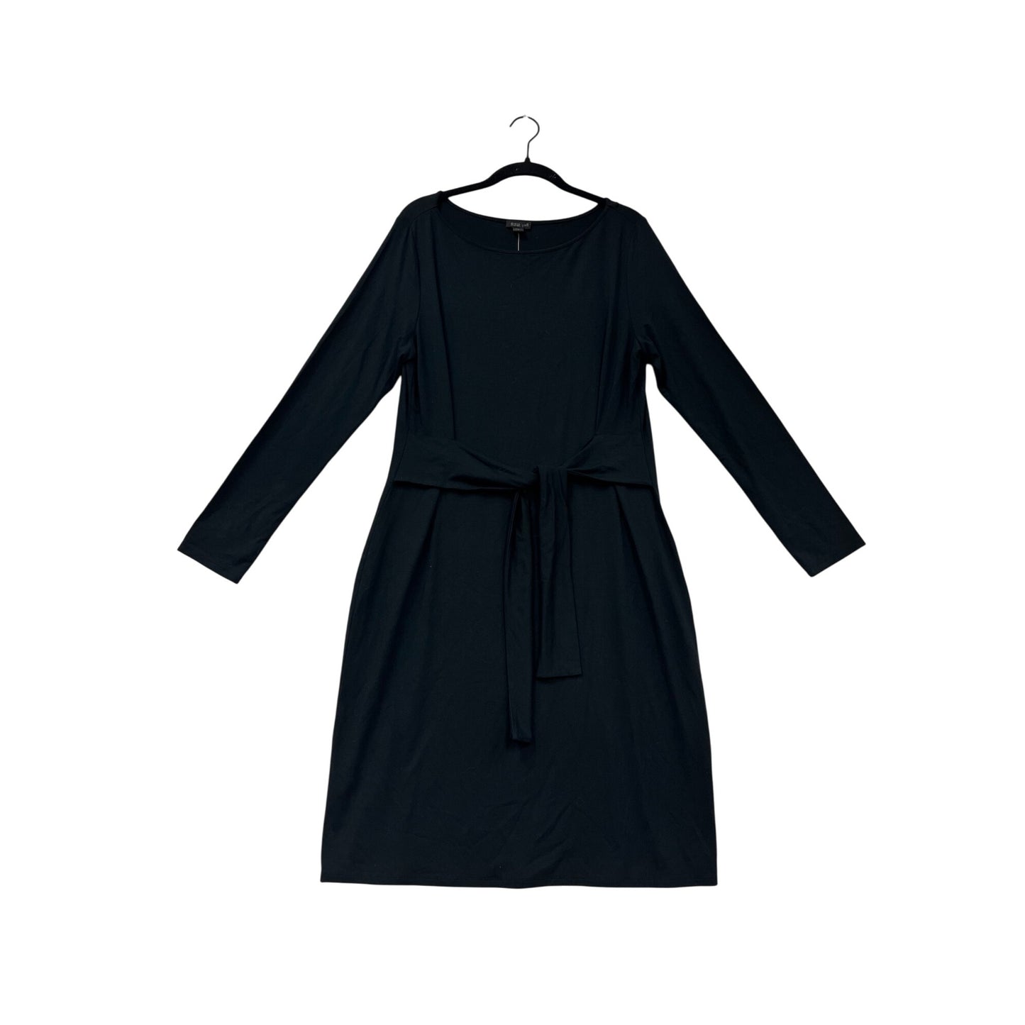 J.Jill Wearever Collection Womens Black Long-Sleeve Belted Midi Dress M #68A