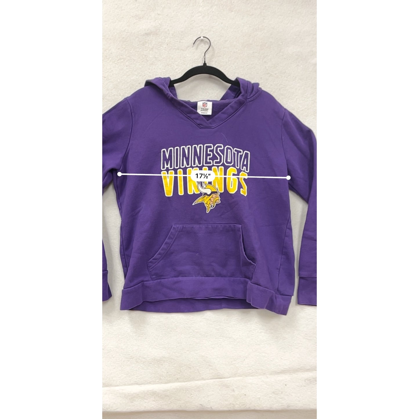 Minnesota Vikings NFL Womens Purple Hoodie Sweatshirt Large With Kangaroo Pocket #6842