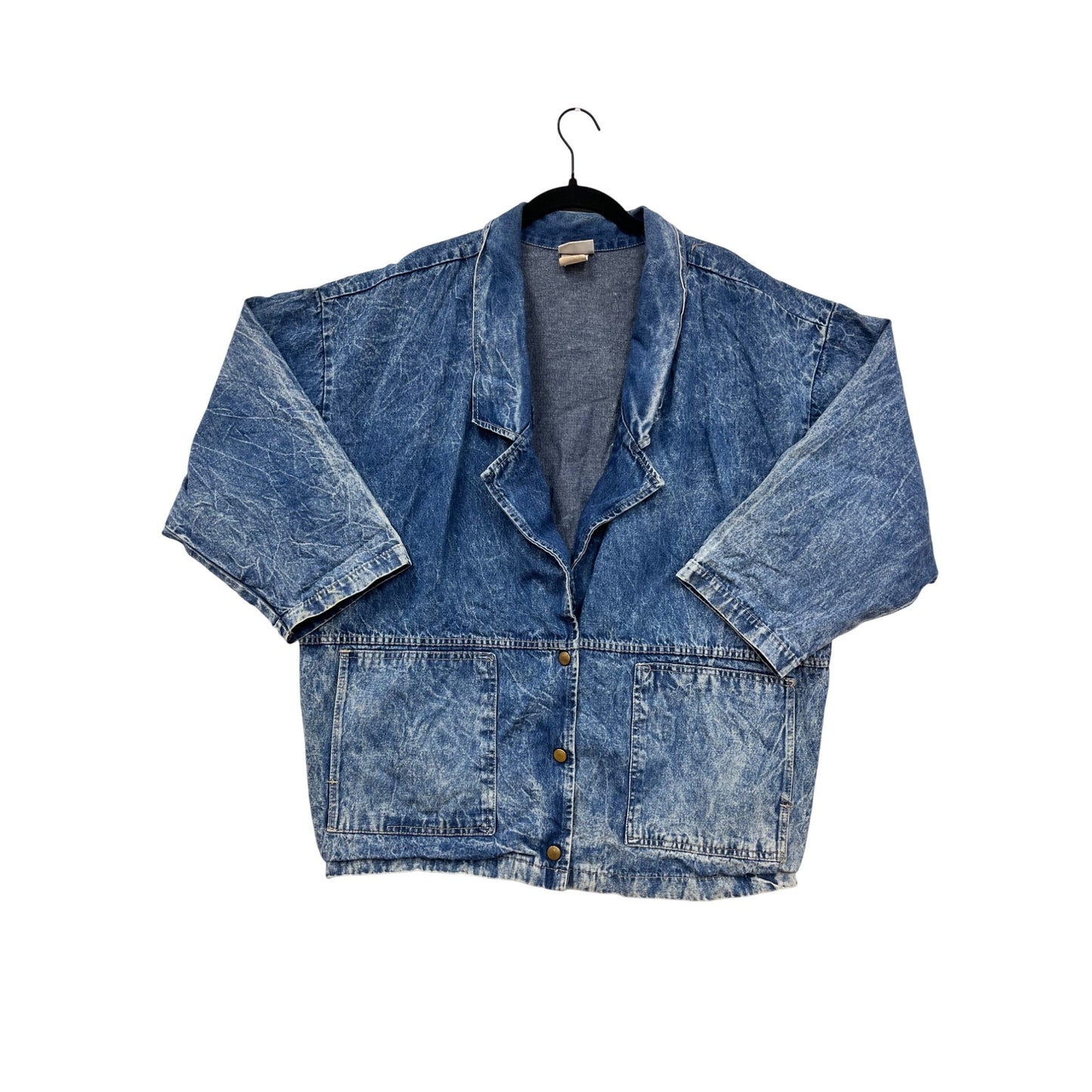 Vintage Carlyle Medium Denim Jacket With Button Front Wide Lapels #8656