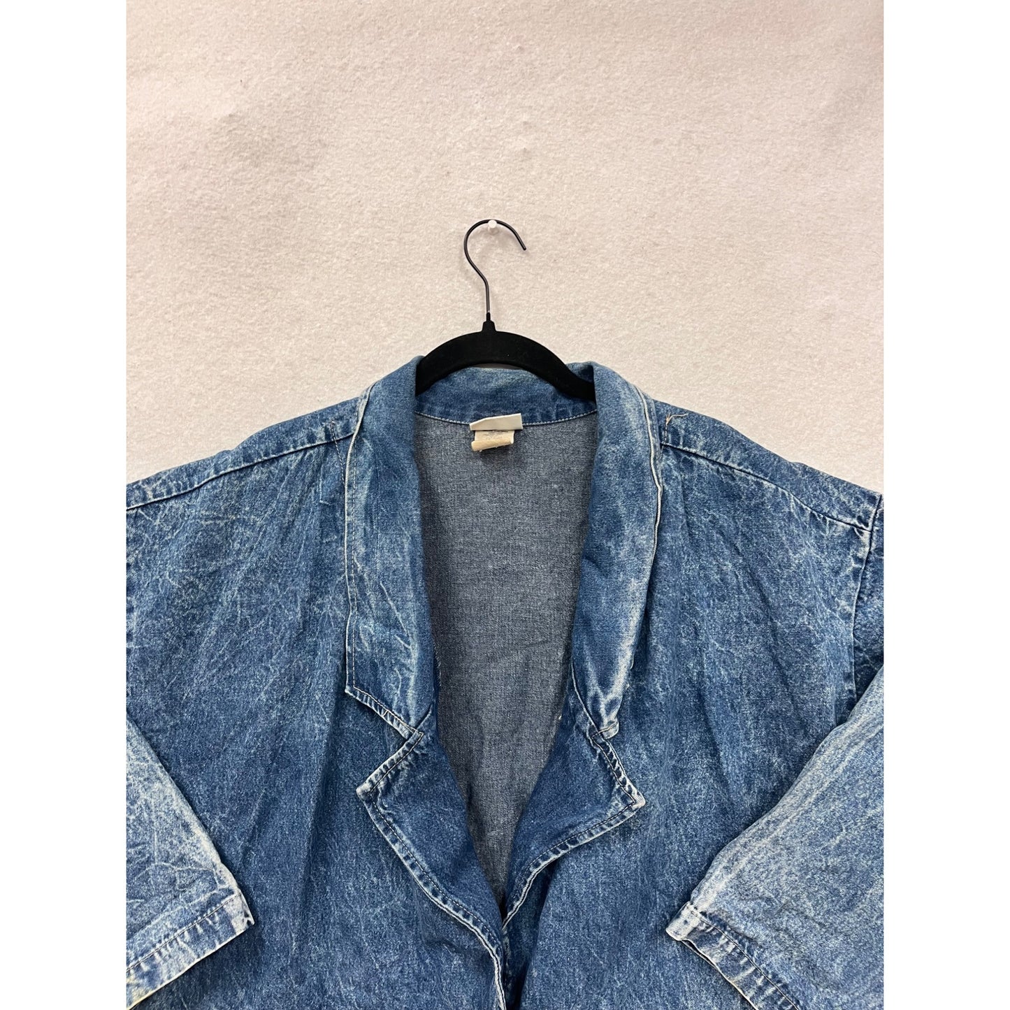 Vintage Carlyle Medium Denim Jacket With Button Front Wide Lapels #8656