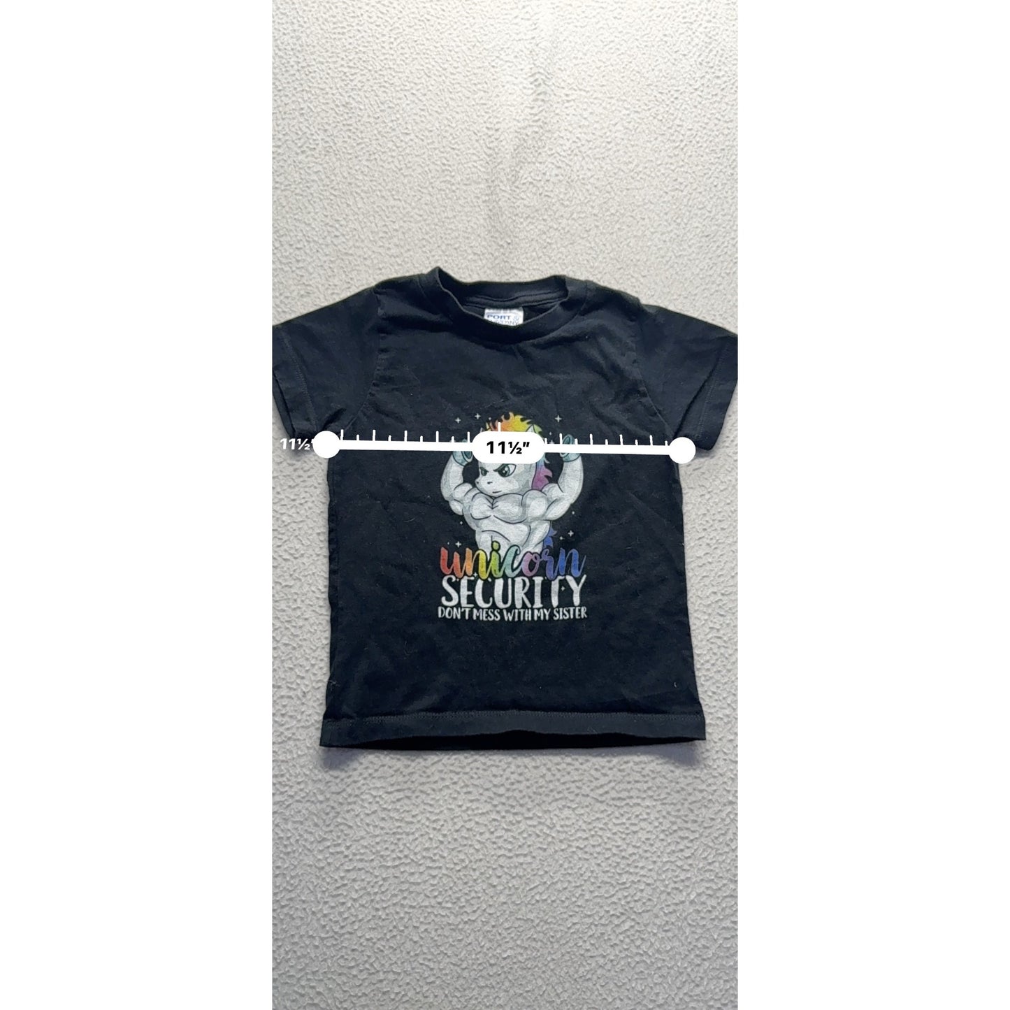 Unicorn Security Toddler T-Shirt 2T Port & Company Black 100% Cotton #9364