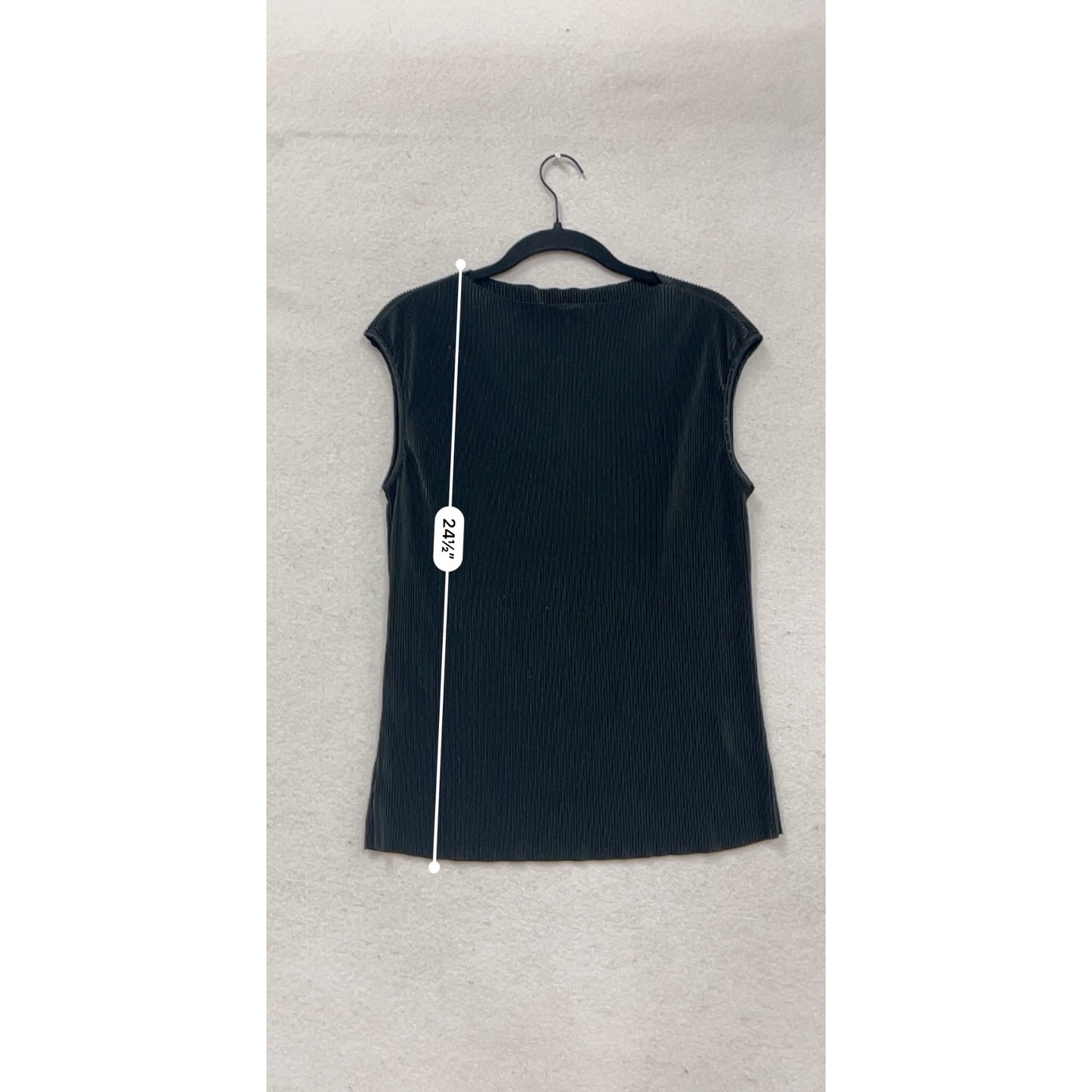 Pleione Black Pleated Sleeveless Top M #357A