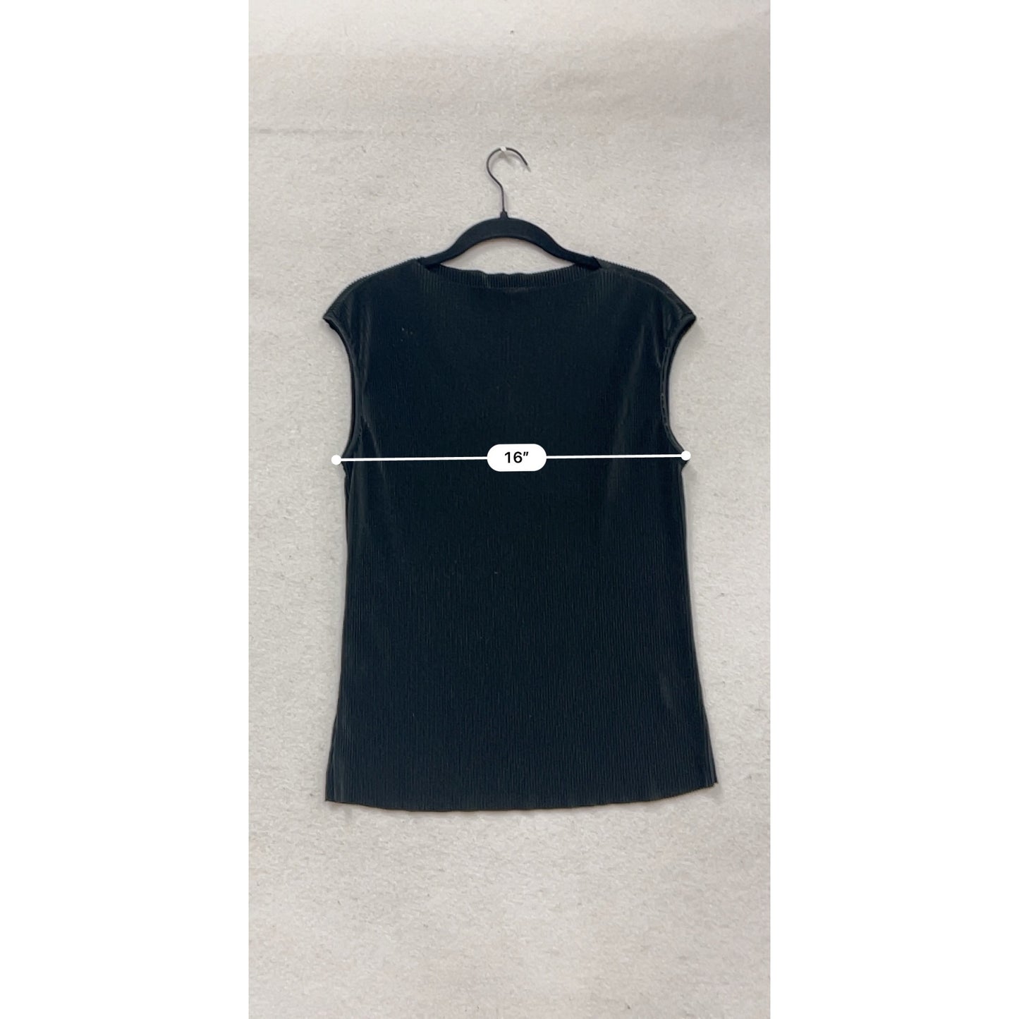 Pleione Black Pleated Sleeveless Top M #357A